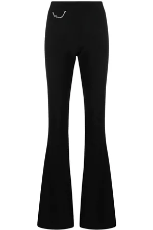 Dsquared2 Women Wide Leg Pants - Logo-chain flared trousers - Black