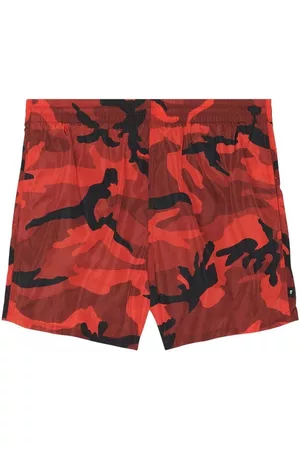 Balenciaga Men Swim Shorts - Camouflage-print swim shorts - Red