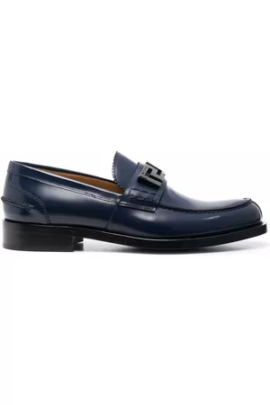 VERSACE Men Loafers - Greca-detail leather loafers - Blue