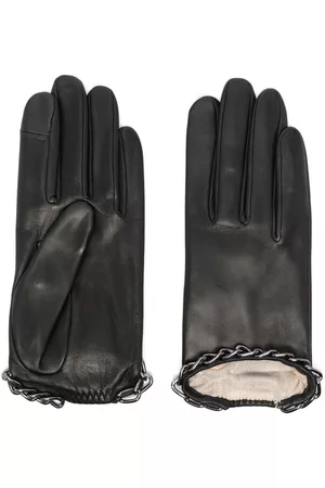 AGNELLE Women Gloves - Sophia chain-link leather gloves - Black