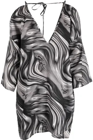 Karl Lagerfeld Monogram-Print Silk Shirt Dress