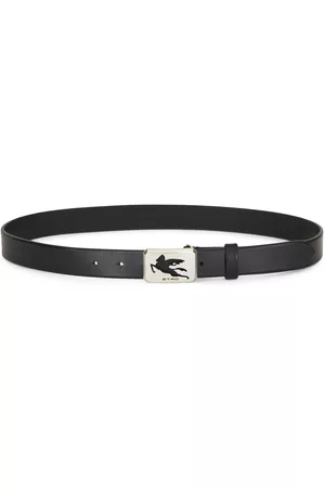 Etro Men Belts - Pegaso-plaque leather belt - Black