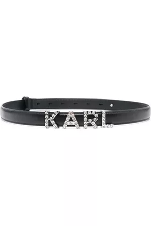 Karl Lagerfeld Women Belts - K/Letters rhinestone-embellished belt - Black