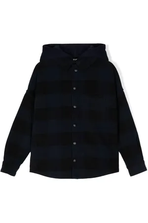 Palm Angels Check-print hooded shirt jacket