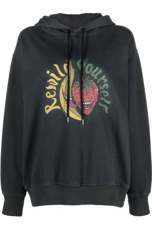 Stella McCartney Rewild fruit-print jersey hoodie - Black