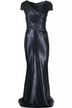 TALBOT RUNHOF Women Bodycon Dresses - Metallic-sheen fitted gown - Blue