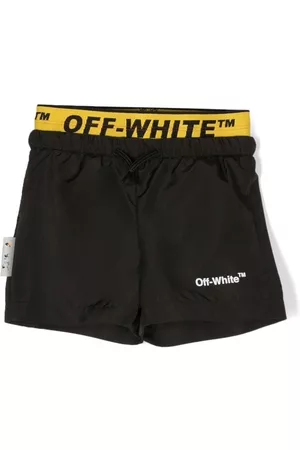 OFF-WHITE Logo-waistband detail swim shorts - Black