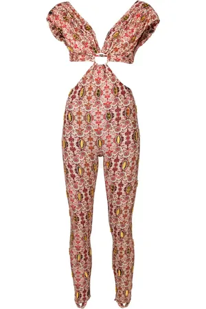 AMIR SLAMA Floral-print cut-out jumpsuit