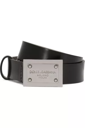 Dolce & Gabbana Engraved-logo leather belt - Black