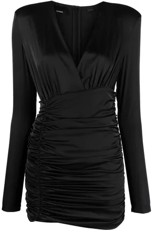 Pinko Women Party mini dresses - V-neck ruched minidress - Black