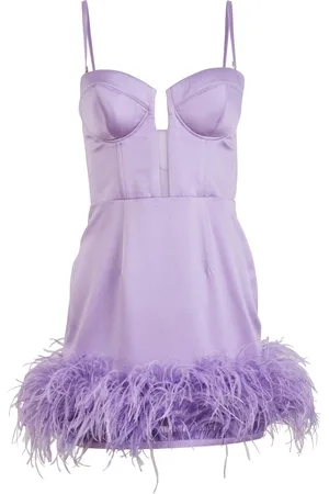 FLEUR DU MAL Feather-embellished bustier dress
