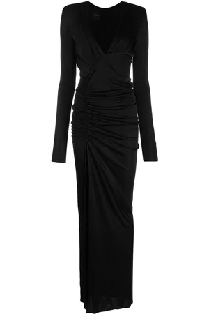 Pinko Women V-Neck Dresses - Draped plunge-neck dress - Black