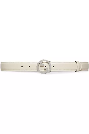 Gucci Men Belts - Blondie monogram plaque leather belt - White