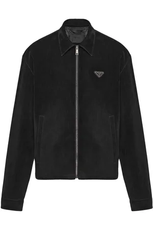 Prada Triangle-logo velvet blouson jacket