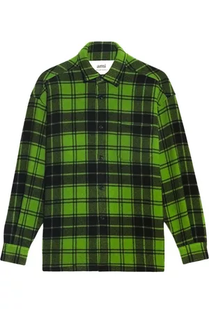 Ami Plaid Shirts - Logo-print plaid-patterned shirt - Green