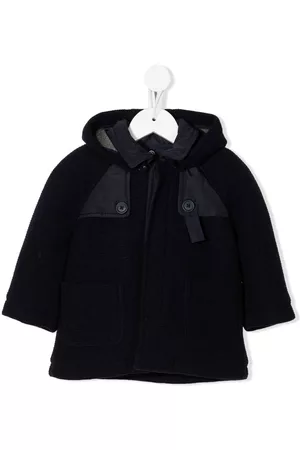 MONNALISA Coats - Concealed-front hooded coat - Blue