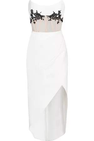 Marchesa Notte Asymmetric corset dress - White