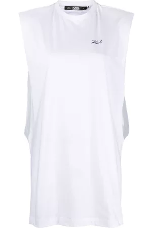Karl Lagerfeld Women Tank Tops - Karl DNA sleeveless tunic top - White