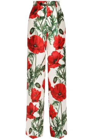 Dolce & Gabbana Poppy-print wide trousers