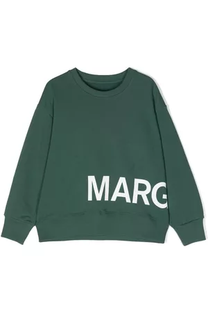 Maison Margiela Girls Hoodies - Logo-print crew-neck sweatshirt - Green