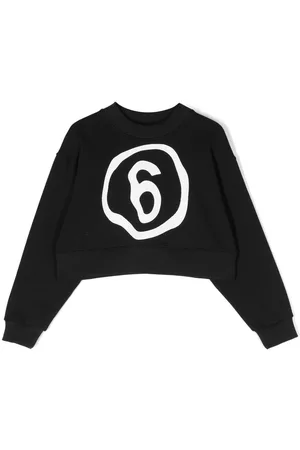 Maison Margiela Girls Hoodies - Logo-print cropped sweatshirt - Black