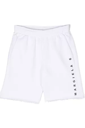 Maison Margiela Girls Sweatshirts - Logo-print sweat shorts - White