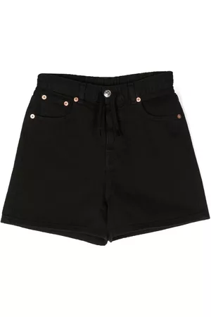 Maison Margiela Girls Shorts - Drawstring-waist straight-leg shorts - Black