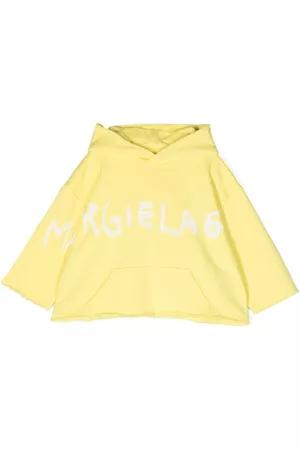 Maison Margiela Girls Hoodies - Logo-print cropped hoodie - Yellow