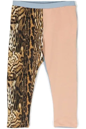 Roberto Cavalli Embroidered-logo contrasting panel leggings