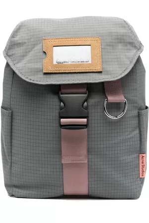 Acne Studios Rucksacks - Grid-pattern front fastening backpack - Grey