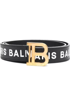 Balmain Belts - Logo-print leather buckle belt - Black