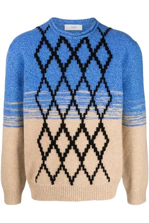 PRINGLE OF SCOTLAND Men Sweatshirts - Argyle-pattern wool jumper - Blue