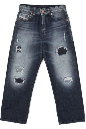 Diesel Straight Jeans - Distressed straight-leg jeans - Blue