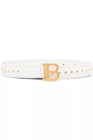 Balmain Belts - Eyelet-detail logo-buckle belt - White