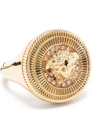 VERSACE Men Signet Rings - Medusa crystal signet ring - Gold