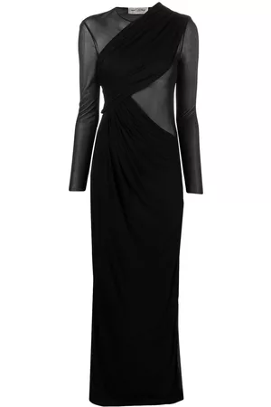 Saint Laurent Women Evening Dresses - Sheer-panel draped gown - Black