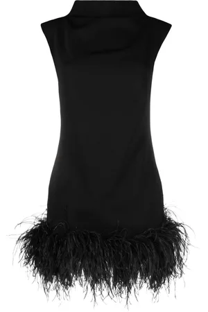 16Arlington Nyx feather-trim minidress - Black