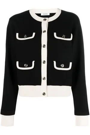 Sandro Contrast-trim buttoned cardigan