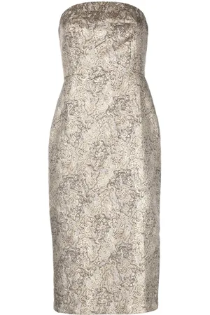 Sachin & Babi Isa gilded jacquard midi dress