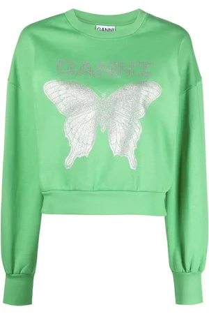 Ganni Butterfly-print organic cotton sweatshirt