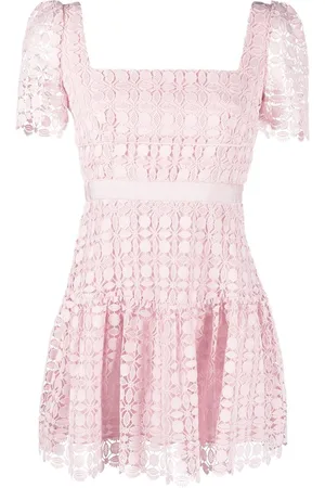 Self-Portrait Lace-detail short-sleeved mini dress