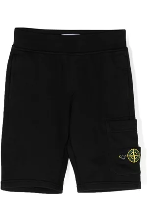 Stone Island Boys Shorts - Logo-patch track shorts - Black
