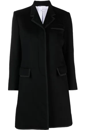 Thom Browne Long grosgrain ribbon-trim coat