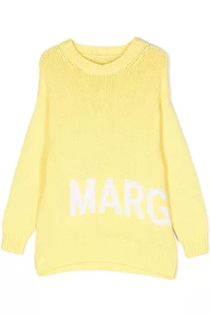 Maison Margiela Girls Sweaters - Logo-intarsia knitted sweater - Yellow