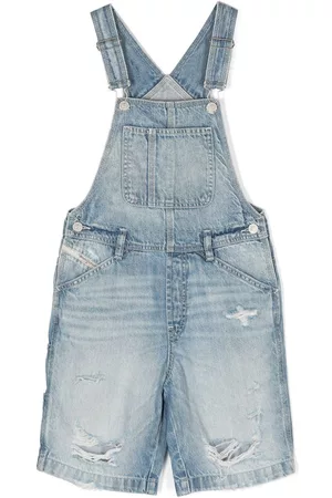 Diesel Fran short-leg denim dungarees - Blue