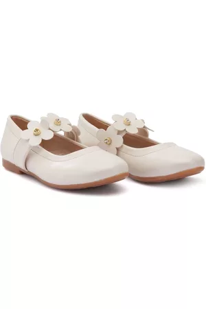 Tulleen Floral-strap ballerina shoes - White