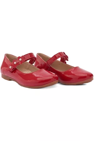 Tulleen Floral-strap ballerina shoes - Red