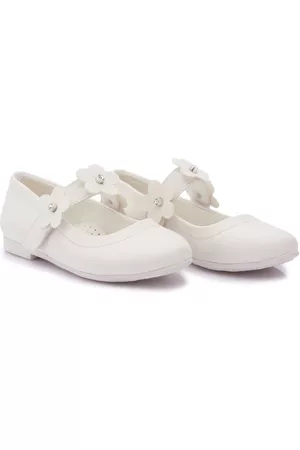 Tulleen Floral shoes - Floral-strap ballerina shoes - White