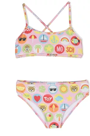 Moschino Girls Bikini Sets - Logo-print bikini set - Pink