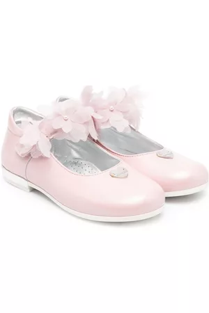 MONNALISA Floral-appliqué ballerina shoes - Pink